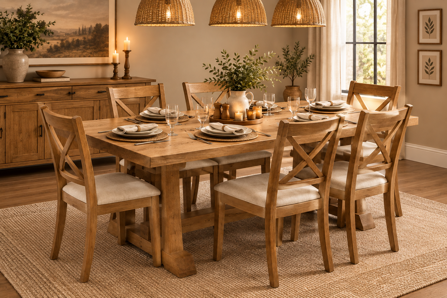 Wooden dining room table