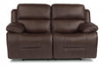 Flexsteel Latitudes Apollo Leather Power Reclining Loveseat w/Power Headrests in Brown image