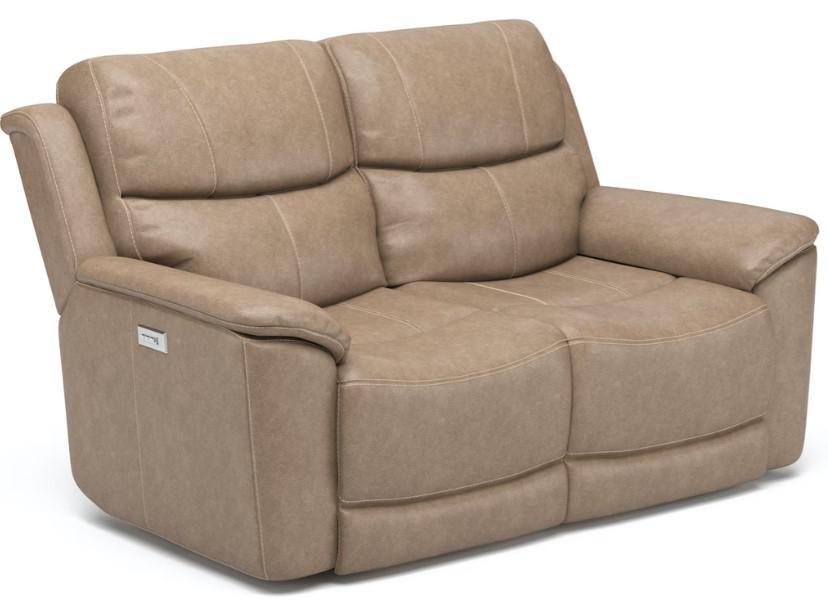 Flexsteel Latitudes Cade Leather Power Reclining Loveseat w/ Console & Power Headrests  in Light Brown