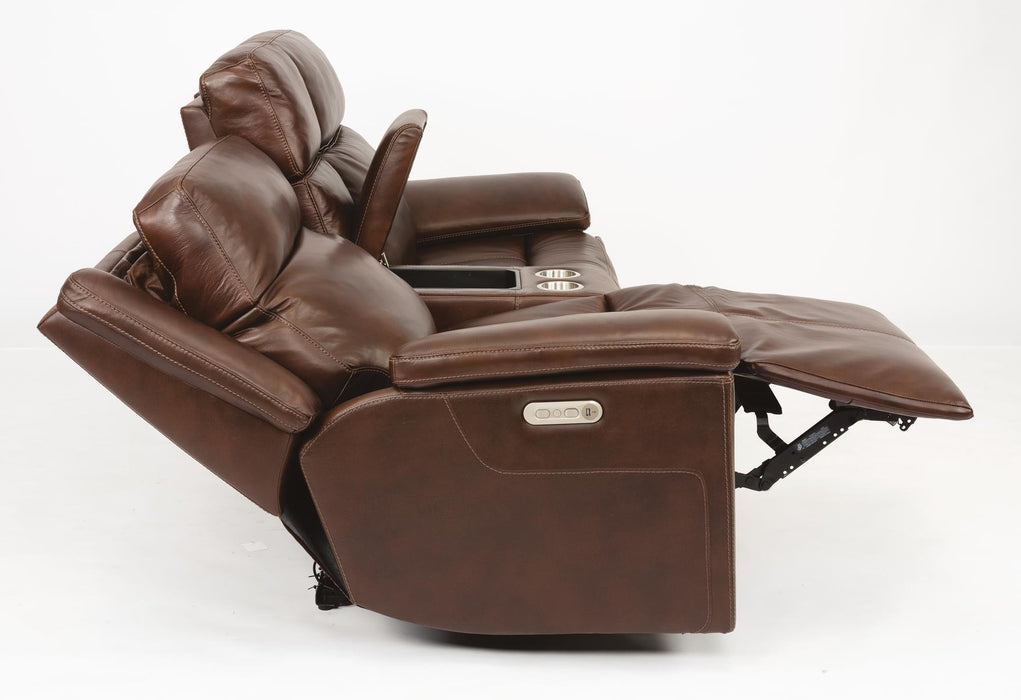 Flexsteel Latitudes Chance Leather Power Reclining Loveseat w/Console & Power Headrests