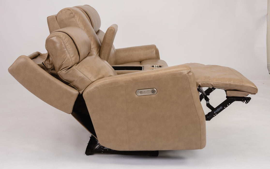 Flexsteel Latitudes Holton Leather Power Reclining Loveseat w/Console & Power Headrests