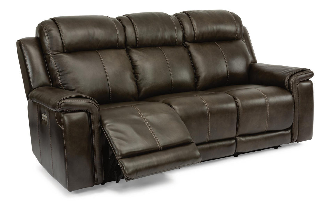 Flexsteel Latitudes Kingsley Leather Power Reclining Sofa w/Power Headrests