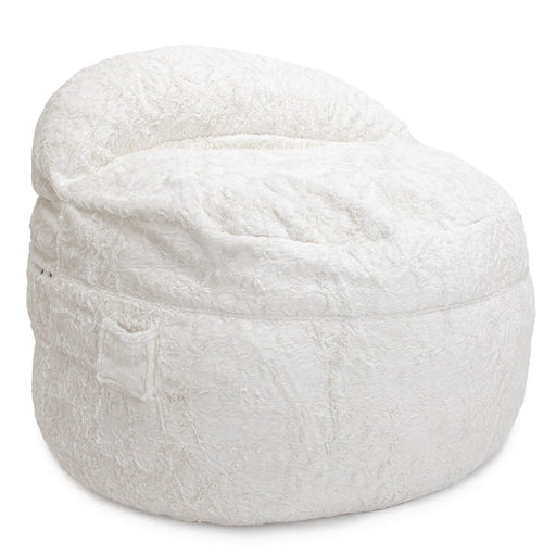 CordaRoy's King NEST Faux Fur bean bag chair in White - Haley Furniture & Appliance Texas