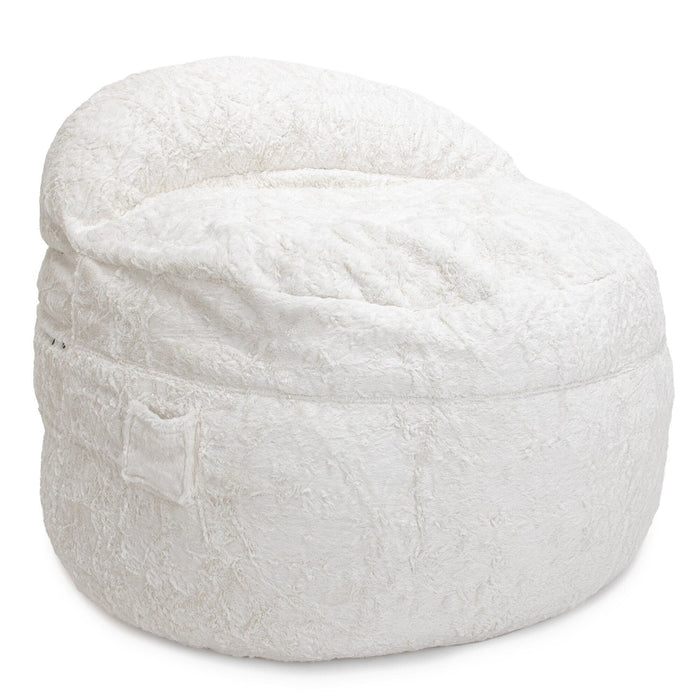 CordaRoy's King NEST Faux Fur bean bag chair in White - Haley Furniture & Appliance Texas