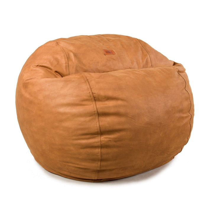 CordaRoy's Queen Faux Leather bean bag chair in Cognac - Haley Furniture & Appliance Texas