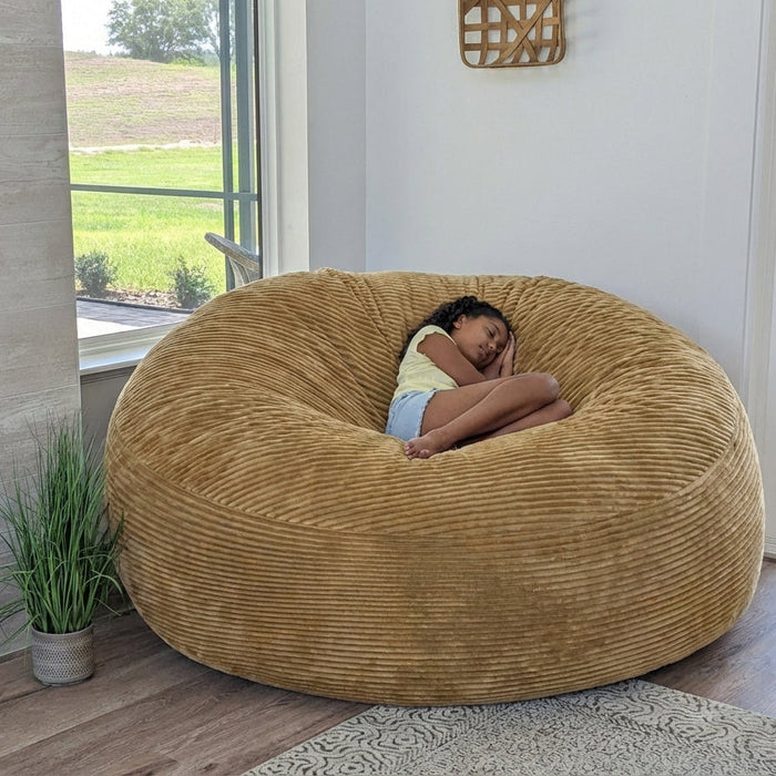 CordaRoy's Giant Bean Bag Chair - Plush Corduroy bean bag chair in Tan - Haley Furniture & Appliance Texas